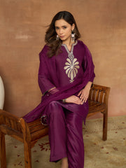 Women Ethnic Motifs Embroidered Regular Thread Work Kurta with Palazzos & With Dupatta