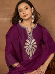 Women Ethnic Motifs Embroidered Regular Thread Work Kurta with Palazzos & With Dupatta