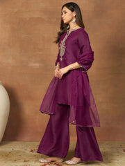 Women Ethnic Motifs Embroidered Regular Thread Work Kurta with Palazzos & With Dupatta