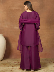 Women Ethnic Motifs Embroidered Regular Thread Work Kurta with Palazzos & With Dupatta