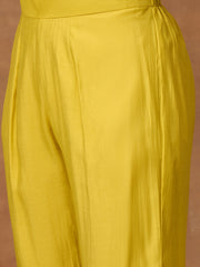 Women Ethnic Motifs Embroidered Regular Thread Work Chanderi Cotton Kurta with Trousers & With Dupatta