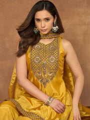 Women Ethnic Motifs Embroidered Regular Thread Work Kurta with Palazzos & With Dupatta