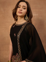 Women Ethnic Motifs Embroidered Regular Thread Work Kurti with Sharara & With Dupatta