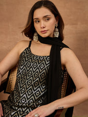 Women Printed Regular Sequinned Top with Sharara & With Dupatta