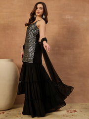 Women Printed Regular Sequinned Top with Sharara & With Dupatta