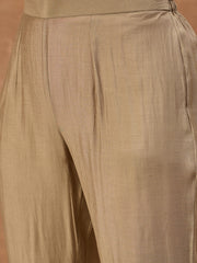 Women Ethnic Motifs Embroidered Panelled Thread Work Chanderi Cotton Kurta with Trousers & With