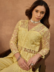 Women Floral Embroidered Regular Thread Work Kurta with Trousers