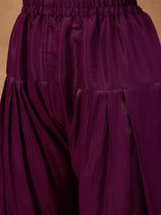 Women Solid Straight Kurta & Farshi Pant with Embroidered Dupatta