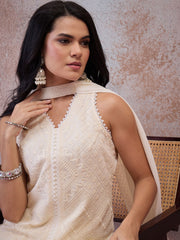 Women Ethnic Motifs Embroidered Regular Thread Work Kurta with Palazzos & With Dupatta
