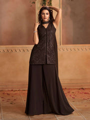 Women Embroidered Regular Sequinned Kurta with Palazzos & With Dupatta