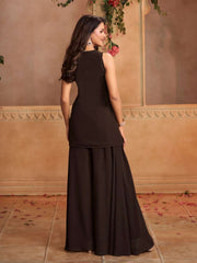 Women Embroidered Regular Sequinned Kurta with Palazzos & With Dupatta