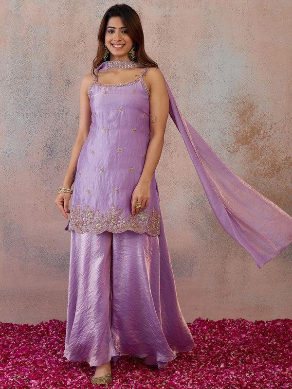 Women Ethnic Motifs Embroidered Regular Kurta with Sharara & With Dupatta
