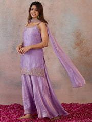 Women Ethnic Motifs Embroidered Regular Kurta with Sharara & With Dupatta