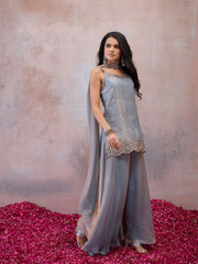 Women Ethnic Motifs Embroidered Regular Sequinned Kurta with Sharara & With Dupatta