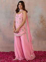 Women Floral Embroidered Regular Thread Work Kurta with Palazzos & With Dupatta