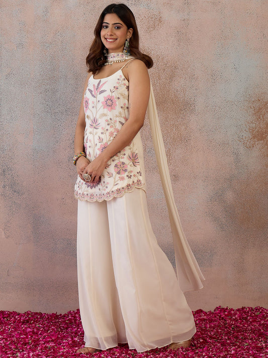 Women Floral Embroidered Regular Thread Work Kurta Set
