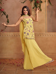 Women Floral Embroidered Regular Thread Work Kurti with Sharara & With Dupatta