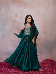Women Embroidered Thread Work Grandeur & Majestic Artwork Georgette Anarkali Kurta