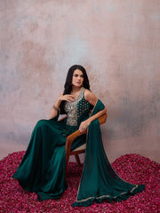 Women Embroidered Thread Work Grandeur & Majestic Artwork Georgette Anarkali Kurta