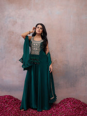 Women Embroidered Thread Work Grandeur & Majestic Artwork Georgette Anarkali Kurta