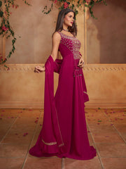 Women Embellished Thread Work Grandeur & Majestic Artwork Georgette Anarkali Kurta