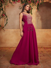 Women Embellished Thread Work Grandeur & Majestic Artwork Georgette Anarkali Kurta