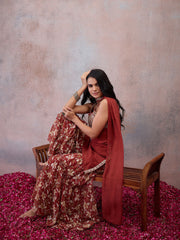 Women Floral Embroidered Regular Thread Work Kurta with Sharara & With Dupatta