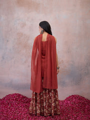Women Floral Embroidered Regular Thread Work Kurta with Sharara & With Dupatta