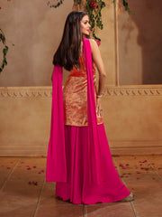 Women Ethnic Motifs Empire Pure Silk Kurta with Sharara & With Dupatta