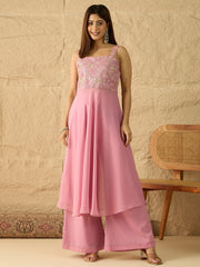 Women Floral Embroidered Regular Sequinned Kurta with Palazzos & With Dupatta