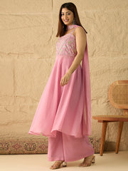 Women Floral Embroidered Regular Sequinned Kurta with Palazzos & With Dupatta