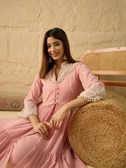 Women Ethnic Motifs Embroidered Tiered Thread Work Kurta with Trousers