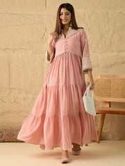 Women Ethnic Motifs Embroidered Tiered Thread Work Kurta with Trousers