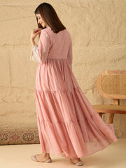 Women Ethnic Motifs Embroidered Tiered Thread Work Kurta with Trousers
