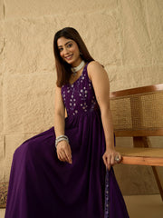 Women Embroidered Thread Work Georgette Blend Anarkali Kurta