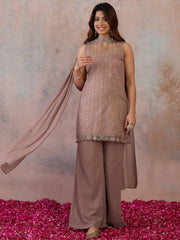 Women Regular Sequinned Kurta with Palazzos & With Dupatta