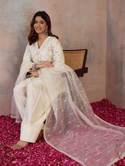 Women Embroidered Angrakha Sequinned Kurta with Patiala & With Dupatta