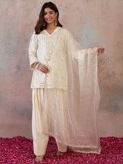 Women Embroidered Angrakha Sequinned Kurta with Patiala & With Dupatta