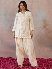 Women Embroidered Angrakha Sequinned Kurta with Patiala & With Dupatta