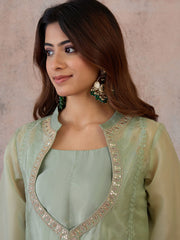 Organza Embroidered Top with Palazzos