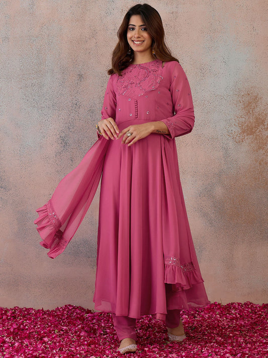 Women Ethnic Motifs Embroidered Empire Sequinned Kurta with Trousers & With Dupatta
