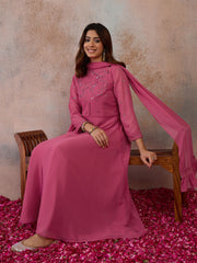 Women Ethnic Motifs Embroidered Empire Sequinned Kurta with Trousers & With Dupatta