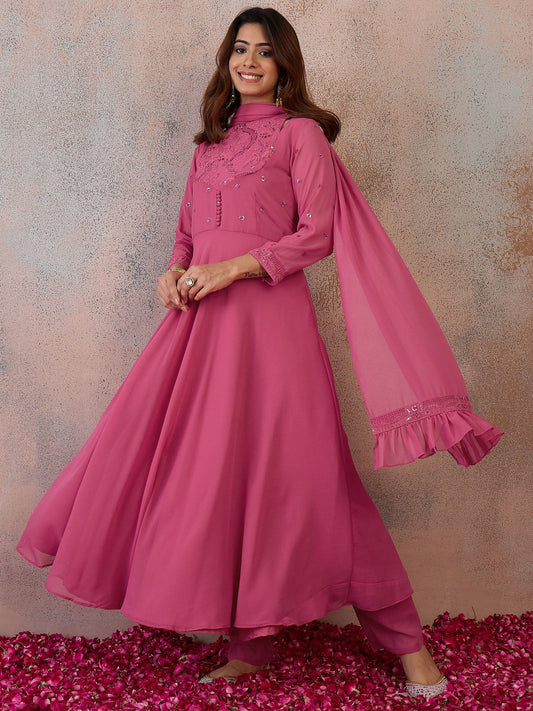 Women Ethnic Motifs Embroidered Empire Sequinned Kurta with Trousers & With Dupatta