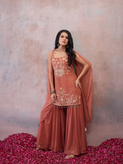 Women Ethnic Motifs Embroidered Regular Sequinned Kurta with Sharara & With Dupatta
