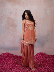 Women Ethnic Motifs Embroidered Regular Sequinned Kurta with Sharara & With Dupatta