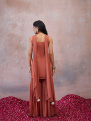 Women Ethnic Motifs Embroidered Regular Sequinned Kurta with Sharara & With Dupatta