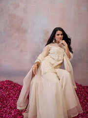 Women Ethnic Motifs Embroidered Regular Thread Work Kurta with Sharara & With Dupatta
