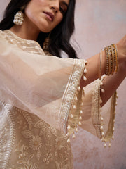 Women Ethnic Motifs Embroidered Regular Thread Work Kurta with Sharara & With Dupatta