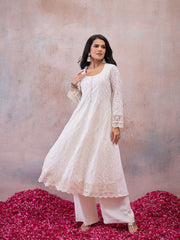 Women Ethnic Motifs Embroidered Regular Thread Work Kurta with Palazzos & With Dupatta