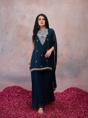 Women Ethnic Motifs Embroidered Regular Thread Work Kurta with Palazzos & With Dupatta